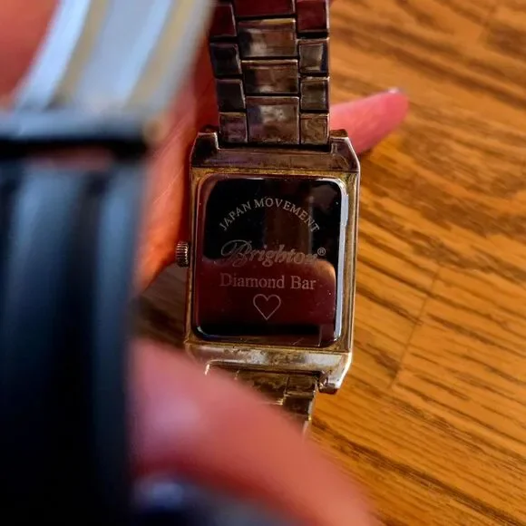 BRIGHTON "Diamond Bar" Silver And Crystal Vintage Watch - Picture 5 of 8